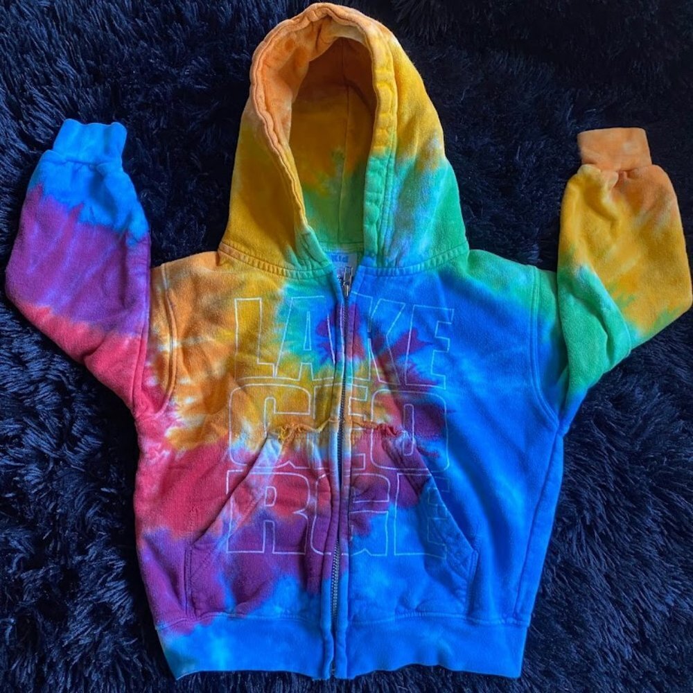 Kid-U-Not Lake George Tie Dye Distressed Hoodie
